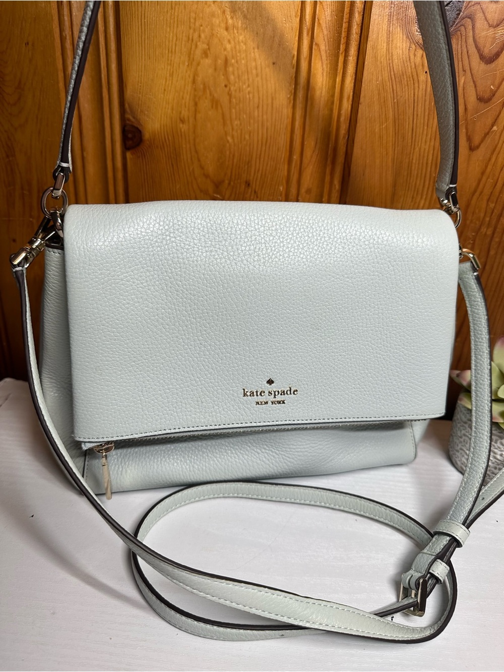 kate spade Light Mint Pebbled Leather Crossbody Bag
